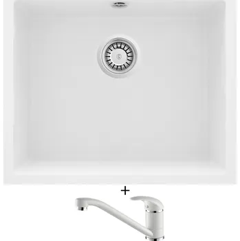 Granitový dřez Granitový dřez SET Deante CORDA ZQA A10C bílá + Aquastone AQ 2561 bílá