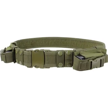 Módní doplněk CONDOR OUTDOOR Opasek taktický 5cm se sumkami na pist. zásobník ZELENÝ