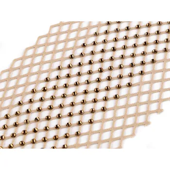 Pružná vsadka / síťovina / prýmek s broušenými kamínky šíře 75 mm