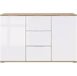 Komoda Zele KOM2D3S - dub wotan/bílý lesk - SLEVA 3% s kodem radost25