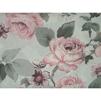 Bavlněná látka Velké růžové růže na bílé