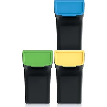 Odpadkový koš Sada 3 odpadkových košů STACKBOXER Q 3 x 20 L černá