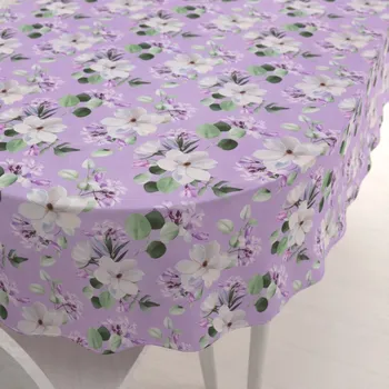 ubrus Dekorační oválný ubrus PML-044 Květy magnolie na fialovém 100x140 cm