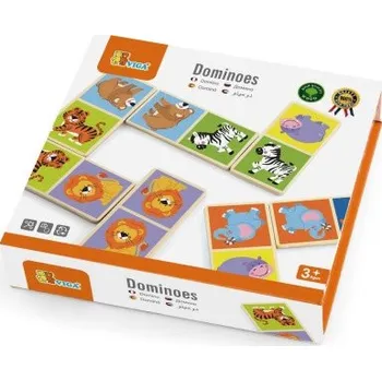 Dřevěná hračka Viga Dřevěné domino - divoká zvířata
