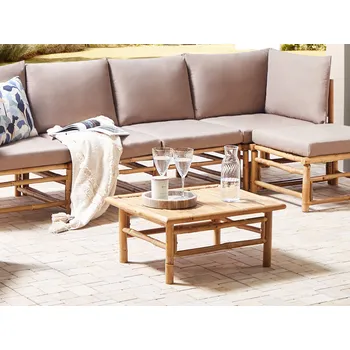 Konferenční stolek světlé bambusové dřevo 64 x 55 cm obdélníkový venkovní zahradní nábytek rustic design Beliani