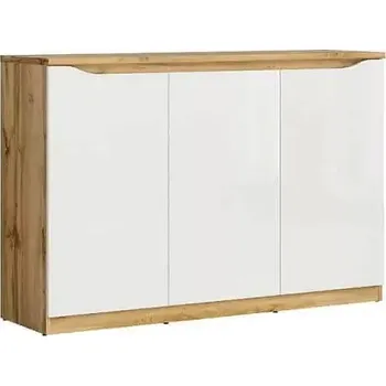 Obývací stěna Komoda Nuis KOM3D - dub wotan/bílý lesk - SLEVA 3% s kodem radost25