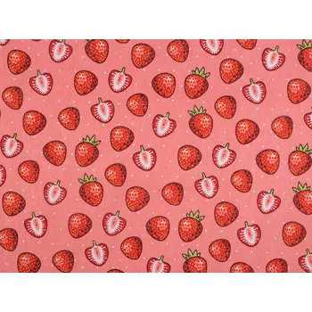 Bavlněná metráž / imitace lnu hrubší, jahody