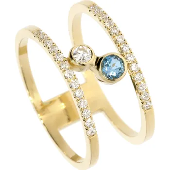Prsten Zlatnictví Helios Prsten s akvamarínem a laboratorními diamanty
