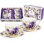 Carmani® Carmani - Porcelánové šálky s podšálky Macešky v dárkovém kufříku 2 ks - 260 ml