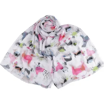 Šála Letní šátek / šála jezevčík, buldoček 75x180 cm 5 bílá