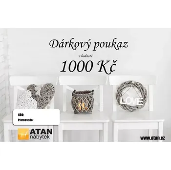 Dárková visačka ATAN Dárkový poukaz v hodnotě 1000 Kč Elektronický - SLEVA 3% s kodem radost25