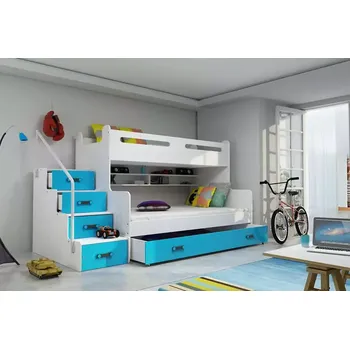 Dětská postel Patrová postel Maty NEW s úložným prostorem bílá/modrá - doprava zdarma - SLEVA 3% s kodem radost25