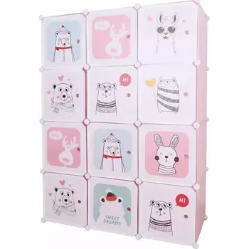 Dětská skříň Dětská modulární skříň NURMI - růžová / dětský vzor - SLEVA 3% s kodem radost25