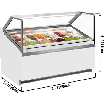 Vinotéka G.Gastro Commercial Ivy Ice Cream Display Freezer – 16 × 5 L Napoli pans - 1606 mm - Ventilated - White