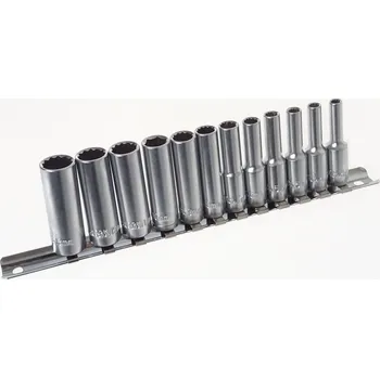 Nástrčné hlavice 1/4" 12hranné prodloužené, 4-13 mm, 12 ks na liště - JONNESWAY S05HD2712S