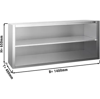 Vinotéka G.Gastro Nerezová nástěnná skříňka PREMIUM 1,4 m - bez posuvných dveří - výška 0,65 m