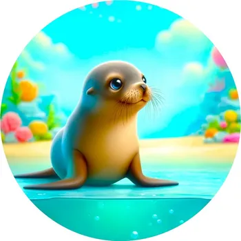 Jedlá dekorace na dort Jedlý obrázek Roztomilý lachtánek Varianta: Jedlý papír