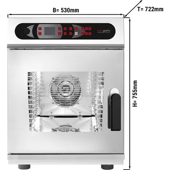 Lednice G.Gastro Commercial Combi Steamer - Digital, Self-Cleaning - 6× GN 1/1 - 260°C - Halogen lighting, 4 fan speeds - Door LH / Handle RH