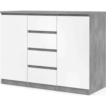 Komoda Komoda Simplicity 236 beton/bílý lesk - SLEVA 3% s kodem radost25