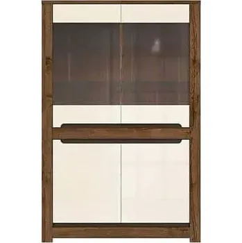 Obývací stěna Vitrína Ruso REG2W2D dub april/perleťový lesk - SLEVA 3% s kodem radost25