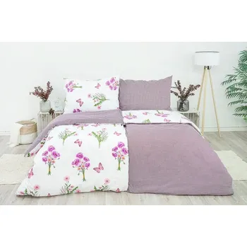 Povlečení Stanex Ložní povlečení bavlněné Jaro fialové (LS246) ROZMĚR: 140x220 cm + polštář (90x70 cm)