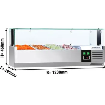 Lednice G.Gastro Commercial Countertop Refrigerated Sushi & Tapas Showcase PREMIUM – 3× GN 1/3 + 1× GN 1/2 - LED
