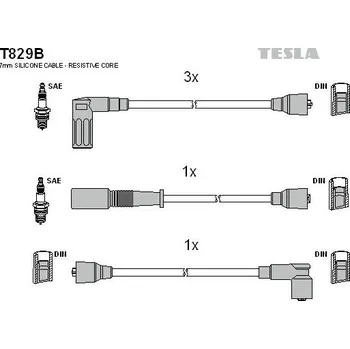 Zapalovací kabel Sada kabelů pro zapalování TESLA T829B
