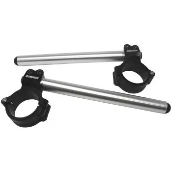 Aluminium-forged clip-ons ACCOSSATO with metal clamp composed of 2 half-rings 10 degrees inclination, silver CP004N-10-S-280