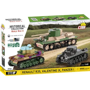 Stavebnice COBI Set tanků Renault R35, Valentine IX a Panzer I COBI 2740 - World War II 1:48