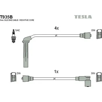 Zapalovací kabel Sada kabelů pro zapalování TESLA T935B