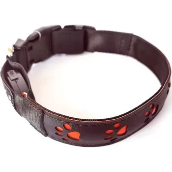 Obojek pro psa Reedog dobíjecí svítící obojek TLAPKY - červená - L