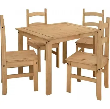 Jídelní set Stůl100 × 80 + 4 židle CORONA 3 vosk - SLEVA 3% s kodem radost25