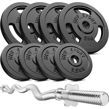 Hop-Sport HS Nakládací činkový set Strong 37kg s ohýbanou tyčí