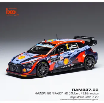 autíčko Hyundai i20 N Rally1 - Rallye Monte Carlo 2022 #2 Solberg - Edmondson 1:43 IXO