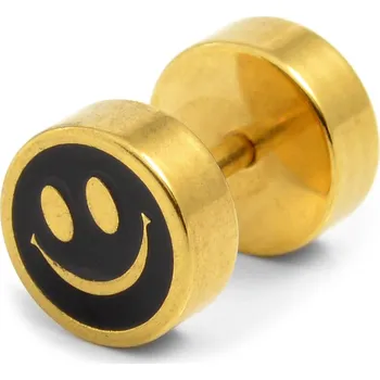 Náušnice Sentio | 8mm náušnice pecka smajlík z chirurgické oceli zlaté barvy - Lucleon
