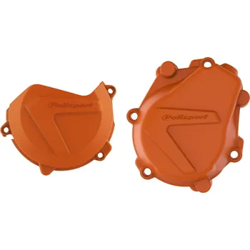 POLISPORT SADA KRYTU ALTERNÁTORU A SPOJKY KTM EXC-F/XC-F 450 '16-'22; HUSQVARNA FC '16-'18 ORANŽOVÁ (846700002+8460400002)