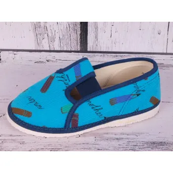 Chlapecké bačkory Bačkůrky papučky bačkory HP Čechtín 555 tyrkysové s tužkami velikost: 23