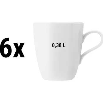 G.Gastro (6 pieces) SELTMANN WEIDEN | Coup Fine Dining Porcelain Coffee Mug with Handle – 380 ml - White - High-Gloss, Extremely Robust, Microwave-Safe