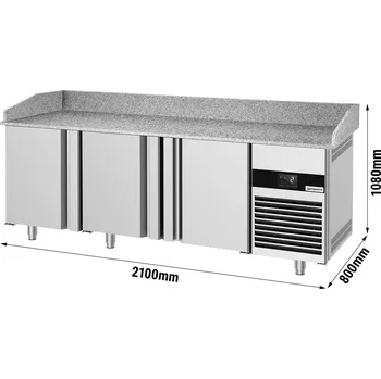 Lednice G.Gastro Chladicí stůl na pizzu se 3 dvířky, žulová pracovní deska