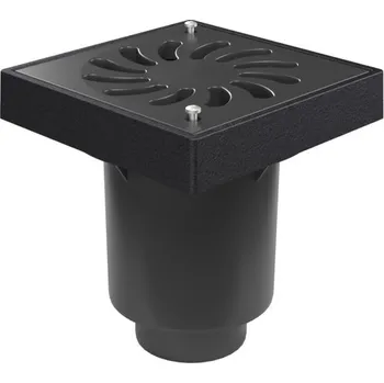 Kanalizační potrubí Kanalizační vpusť spodní D160/D110-250 suchá klapka, litinový rámeček, plast. mřížka SUN se zámkem