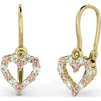 Náušnice Couple, Dětské náušnice Viola, žluté zlato a růžové zirkony, 585-66-3-0241.0Z00.0.00.108.14