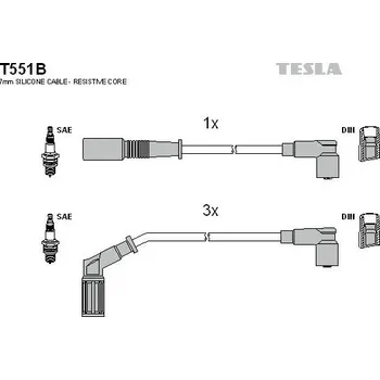 Zapalovací kabel Sada kabelů pro zapalování TESLA T551B