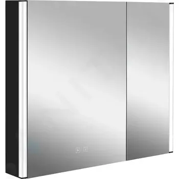 Koupelnový nábytek kielle Zrcadlová skříňka s LED osvětlením, vyhříváním a USB portem, 80x70x13 cm, matná černá 50111814