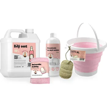 Úklid pro klid Okna bez šmouh balíček na mytí oken růžový kbelík Čisticí prostředek na okna Úklid pro klid Okna bez šmouh balíček na mytí oken růžový kbelík