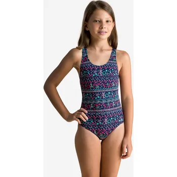 Dívčí plavky DECATHLON Dívčí plavky jednodílné Vega Luna modré 8 LET MODRÁ|RŮŽOVÁ|ZELENÁ