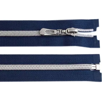 Zip Spirálový zip No 7 délka 70 cm se stříbrnými zoubky, malé, 330 modrá tmavá
