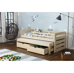 Dřevěná postel s výsuvnou přistýlkou JOLA 07 80x200 cm borovice masiv s úložným prostorem