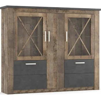 Komoda Komoda třídveřová s vitrínou POLINA barva dub kolonial/matera