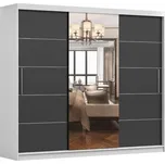 Šatní skříň GOFREDO se zrcadlem, bílá/černá +možnost VÝNOSU + vyzvednutí ZDARMA