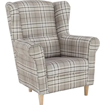 Křeslo Křeslo ušák Charlottel látka hnědé káro (Křesla ušáky)